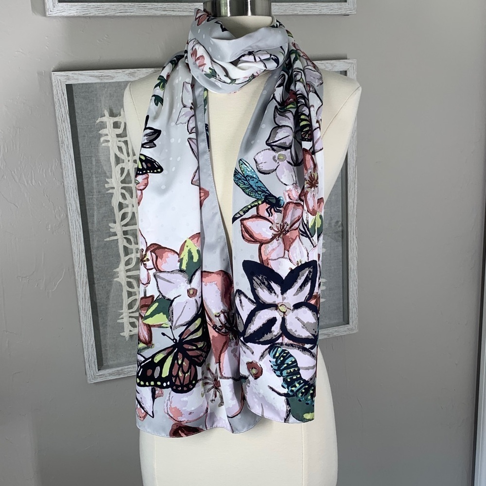 Vince Camuto scarf with dragonflies and butterflies print